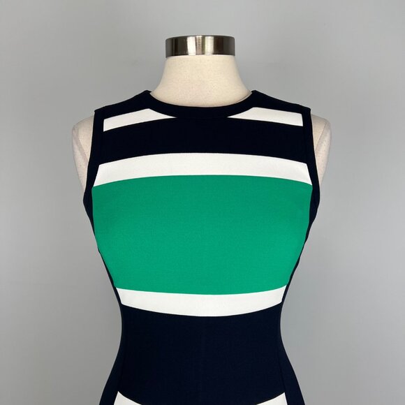 Tommy Hilfiger Womens Striped Colorblock Sheath Dress Green Blue size 4 - Picture 3 of 12